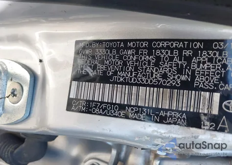 2013 Toyota Yaris Le from USA, damaged, VIN JTDKTUD33DD570293